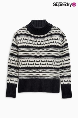 Superdry Black Nordic Pattern Knit